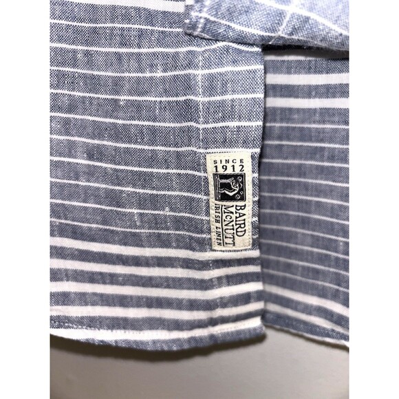 J Crew Baird McNutt Irish Linen Gray Short Sleeved Striped Men’s Shirt Size S - Picture 3 of 5